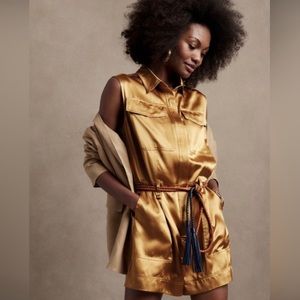 Banana Republic Romper Gold 100% Silk Daydreamer Size S